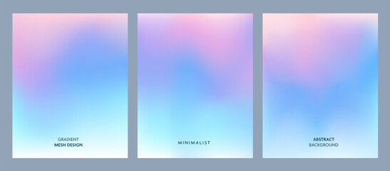 Fototapeta premium Soft pastel gradient mesh background in pink, blue, and purple tones. Minimalist abstract design with smooth color blending and gentle light transitions.
