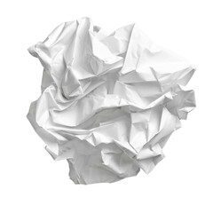 White crumpled paper on clear background