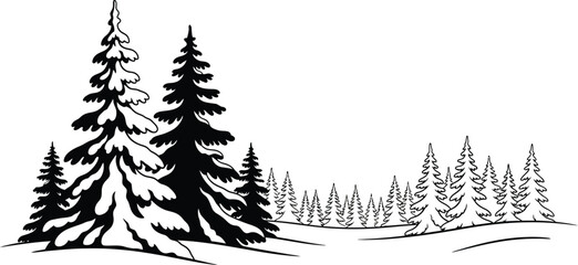 Winter trees snow forest nature landscape christmas holiday season woods cold