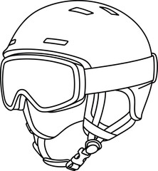 Ski helmet goggles winter sport safety gear snow snowboarding skiing outline