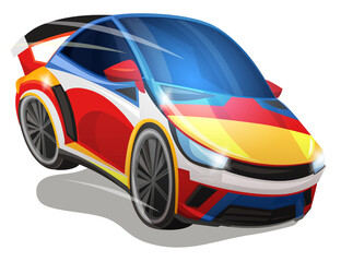 Cartoon street racing car vehicle on white background illustration for children