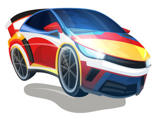 Cartoon street racing car vehicle on white background illustration for children