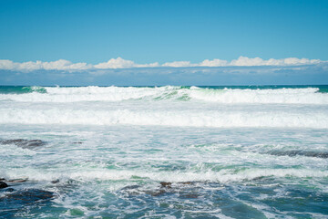 The layers of white waves along the African coast