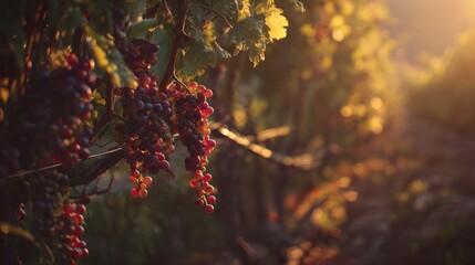 A bunch of grapes hanging from a vine