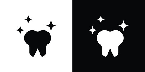 clean tooth icon. Black and white simple flat design icon
