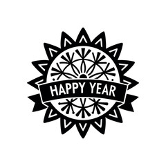 Horizontal mandala band underlining happy new year.