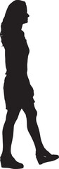 vector, silhouette of side view of a woman walking