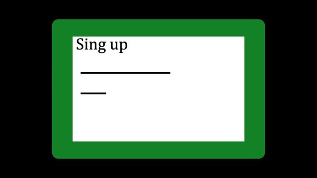 Green Rounded Rectangle Frame with White Inner Area and Grey ' S rounded corners. Modern UI element featuring green rounded frame, white inner area, grey 'S', and smooth corners.