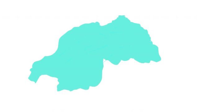 Rwanda map outline animation with alpha channel with connectivity, Technology