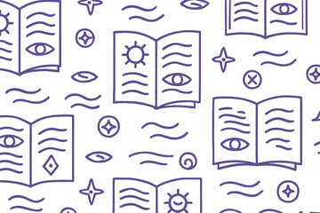 Seamless Purple Book Icon Pattern – Stylized Educational and Literary Design on White Background