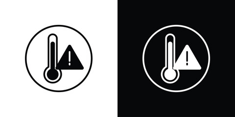 Temperature warning sign icon. Black and white simple flat design icon