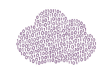Cloud Computing Symbol Made of Binary Code – Stylized Data Storage Illustration