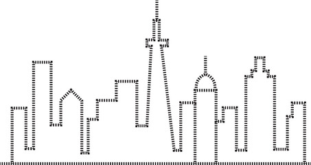 Fototapeta premium Single line cityscape outline, continuous line drawing of urban skyline, modern architecture vector, minimalist city horizon, buildings and towers, linear city illustration
