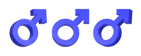 3d rendering design of blue gender ikon symbol for male
