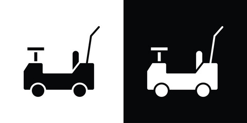 Pushing car icon. Black and white simple flat design icon