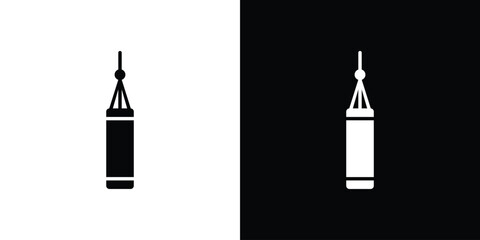 Punching bag icon. Black and white simple flat design icon