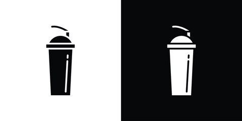 Protein shake icon. Black and white simple flat design icon