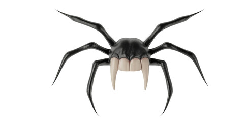 Obraz premium black spider, a plastic toy for children, isolated on a white background. photorealistic image