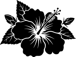 Elegant hibiscus blossom design, perfect for tropical themes, spa branding, and exotic floral patterns, ideal for summer promotions and sophisticated invitations © Artesian Edge