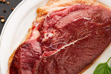 Duck breast raw poultry meat natural product tasty snack fresh delicious gourmet food background on the table rustic top view copy space