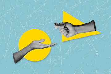 Modern art collage on the topic of financial support and lending. Financial support for business	
