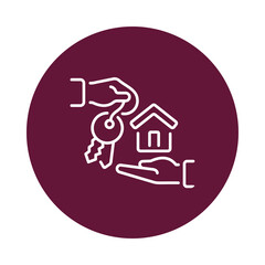 Hand passing house keys to another hand symbolizing home ownership