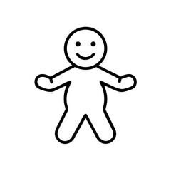 Simple line drawing of a smiling person with outstretched arms  