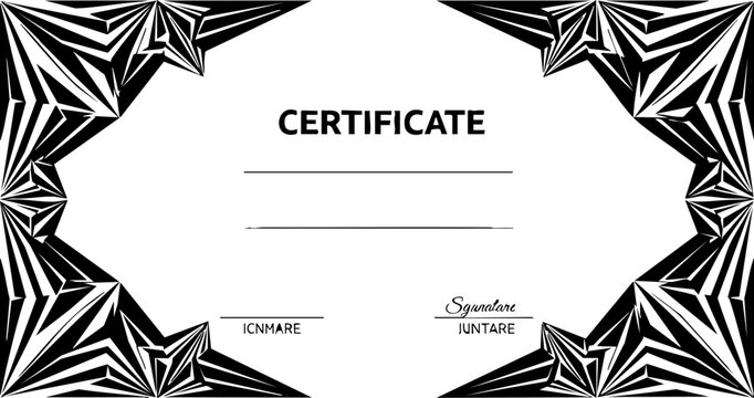 Elegant certificate template design with striking abstract border for awards, diplomas, and achievements, showcasing professional recognition and excellence.