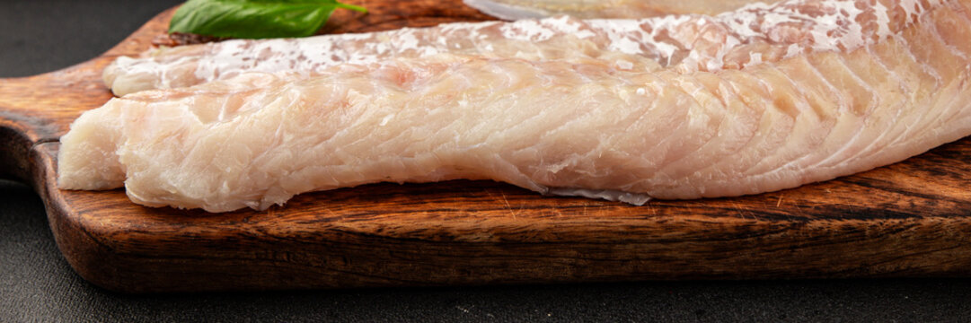 filet cod fish seafood common ling natural product tasty snack fresh delicious gourmet food background on the table rustic top view copy space pescetarian diet