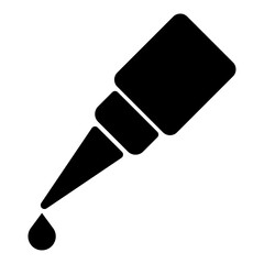 Liquid Dropping from a Bottle Icon - Simple Black Art presenting Glue or eyedrop.