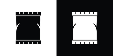 Chips bag icon. Black and white simple flat design icon