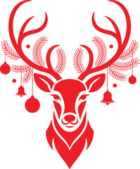 reindeer head vector, christmas deer ornament holiday graphic design
