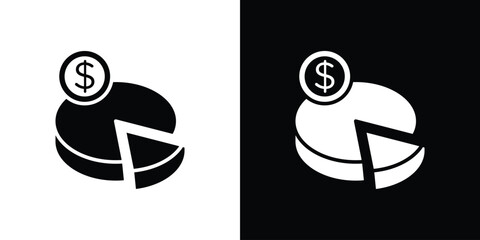 Budget planning icon. Black and white simple flat design icon