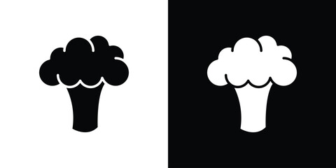 Broccoli icon. Black and white simple flat design icon