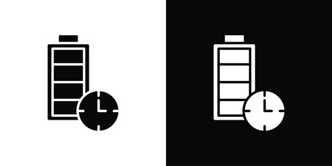 Battery life icon. Black and white simple flat design icon