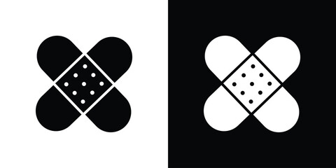 Band aid icon. Black and white simple flat design icon