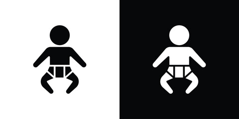 Baby icon. Black and white simple flat design icon