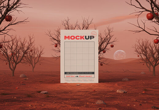 Poster on Martian Planet Mockup