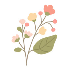 Cute Pastel Wildflowers Illustration