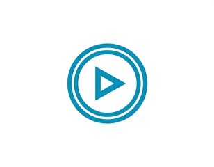 A circular teal graphic with a triangle pointing right, enclosed in two teal rings, on a white background