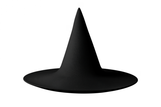 Black pointed hat isolated on a transparent background