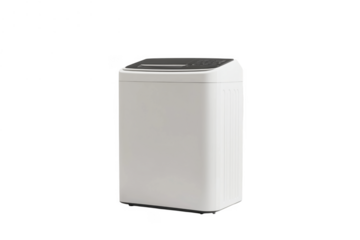 White washing machine with digital display isolated on a transparent background