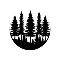 Silhouette forest pine trees vector illustration scalable graphics silhouette