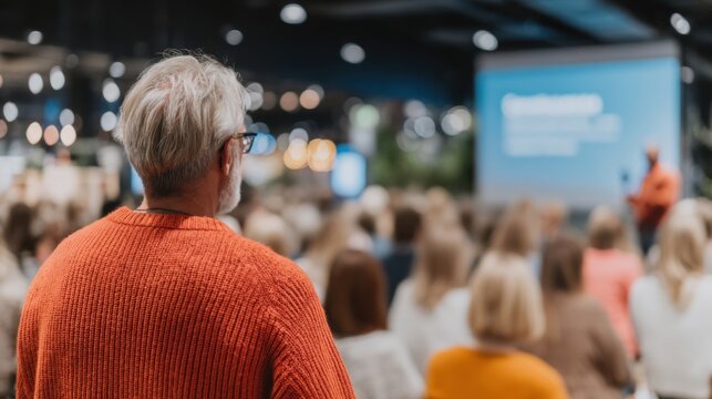 Audience engaged during a presentation at a conference venue
