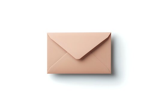 Minimalist beige envelope isolated on white background with soft shadow, clean composition for business communication and correspondence designs. - Powered by Adobe