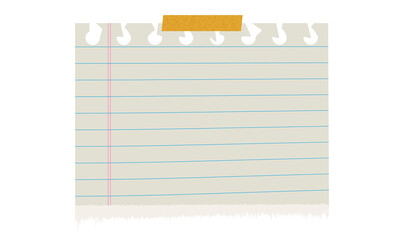 Torn Notebook Paper with Tape – Vintage Lined Note PNG Transparent
