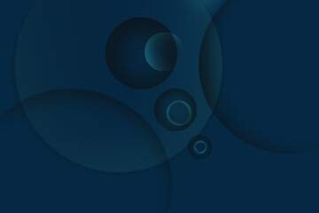 Vector art of abstract dark blue circles and spheres with soft light and shadow effects, creating a sense of depth and mystery