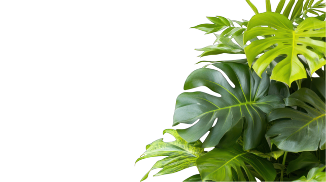 Monstera plant leaves tropical foliage transparent background green leaf nature tropical plant fresh growth