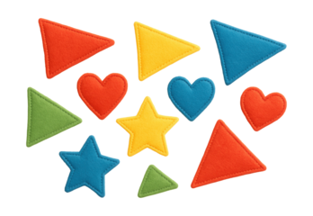 Colorful felt flags in various shapes, perfect for adding warmth to a child's playroom.
