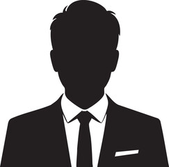 Black silhouette of a man in a suit and tie formal wear